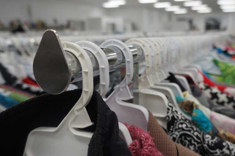 Picture of clothing in a thrift shop