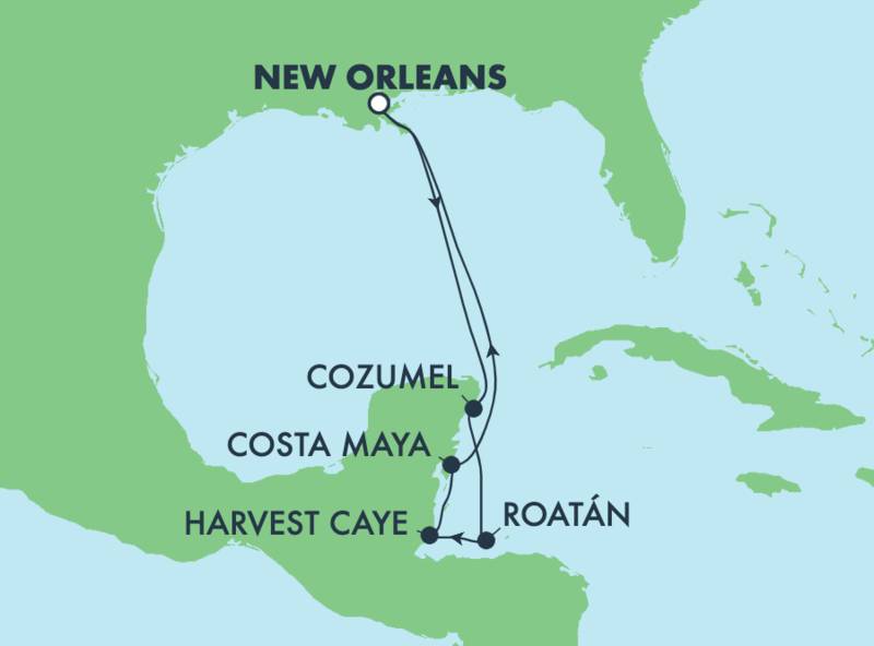 Map of the caribbean cruise itinerary